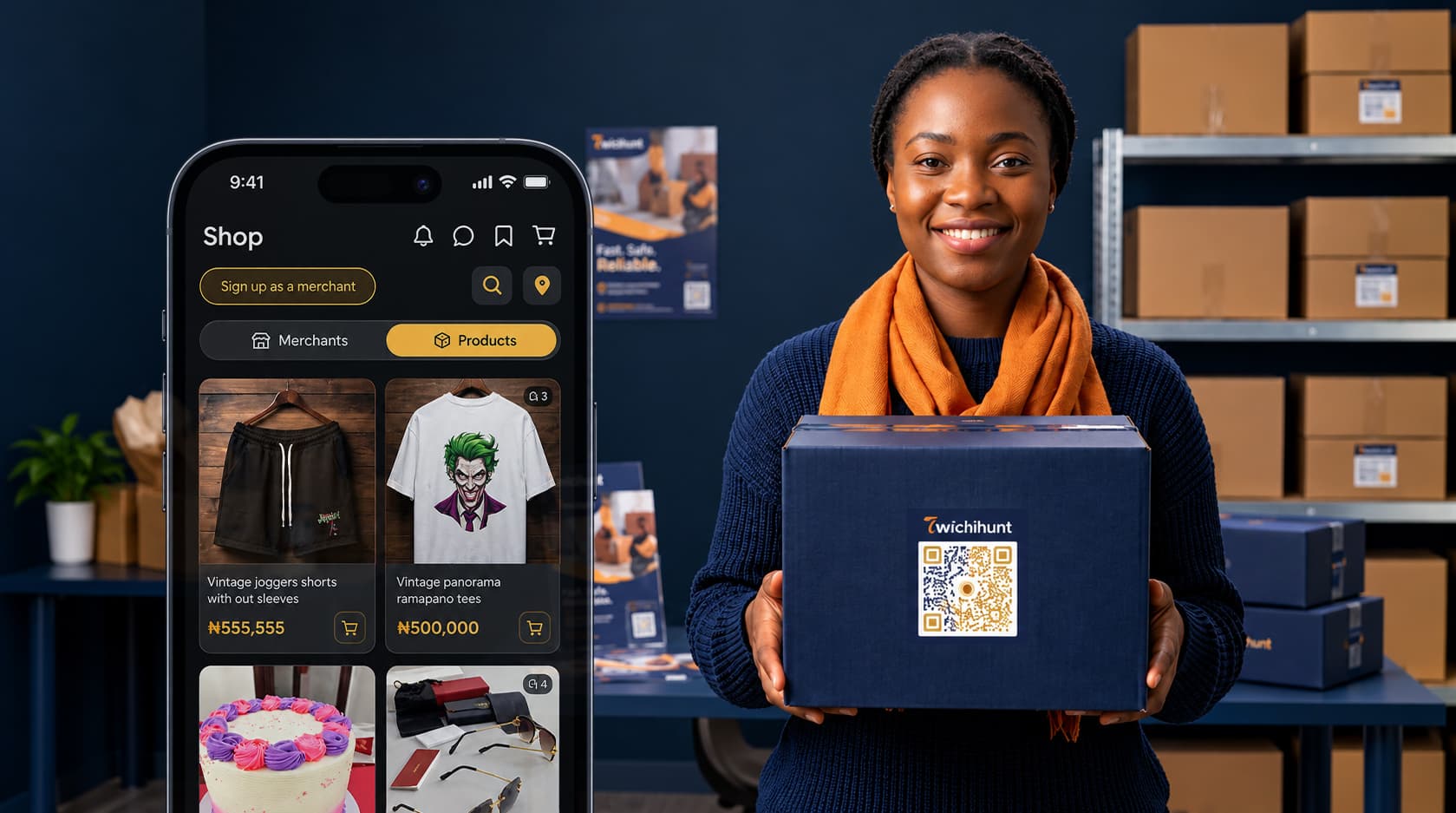 Merchant preparing a product for QR checkout